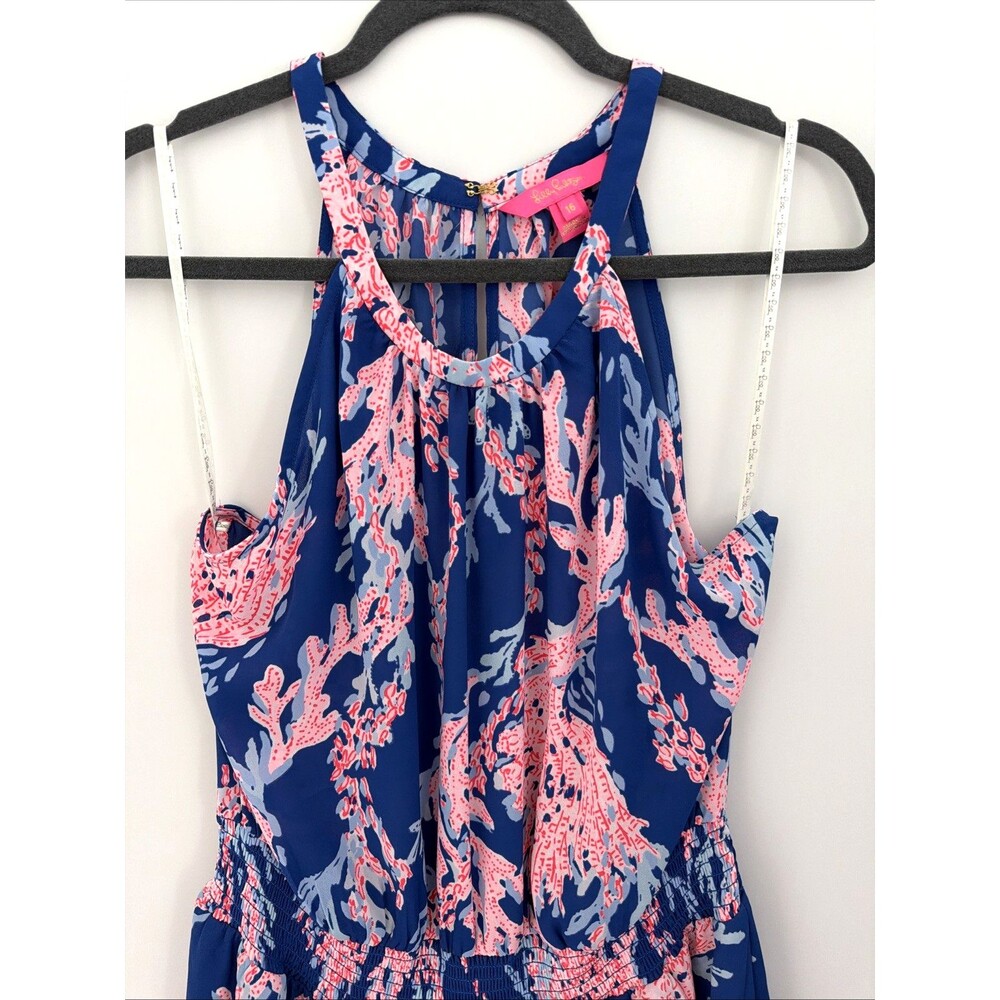 Lilly Pulitzer Pamelyn Dress Borealis Blue Womens 16 Swim On Over All Over Print - Picture 5 of 15